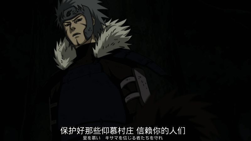 猿飞日斩与大蛇丸激烈对战，背景是被召唤出的初代和二代火影