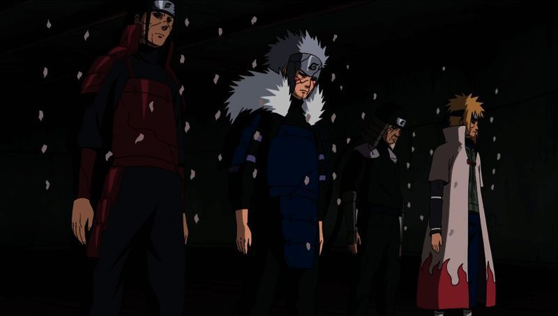 三代火影与其他历代火影联手对抗十尾的震撼画面