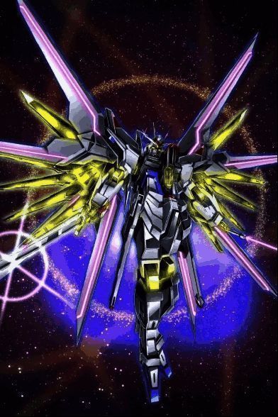 非凡强袭自由高达全身展示，银白色机体闪耀着冷冽光芒，双翼展开气势磅礴