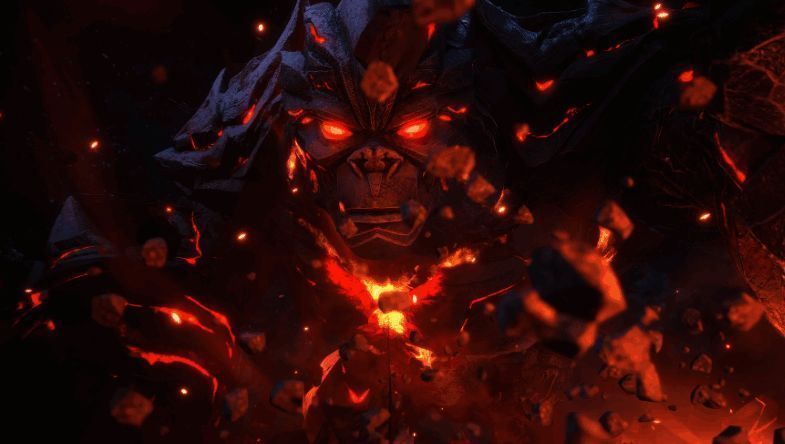 暗魔邪神虎魂兽设定图，周围浮现暗色能量波动