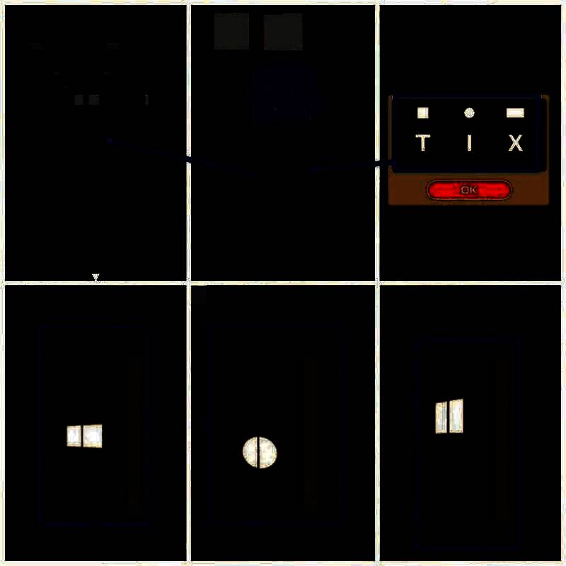 密码锁特写与解谜对照图，展示字母与图形对应关系