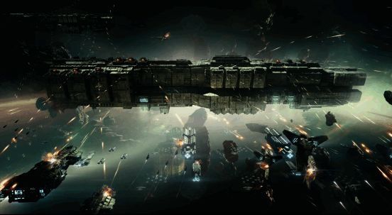 游戏中新战巡舰船展示，外观厚重装甲，配备大型护盾发生器