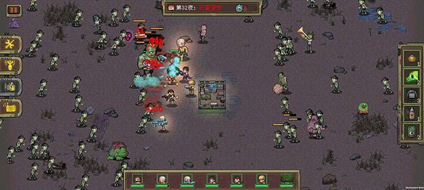 夜晚丧尸来袭，玩家布置防线进行防御