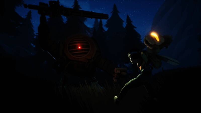 战斗场景展示，主角使用MITT手套发动强力攻击，周围机器人被炸飞，特效炫目