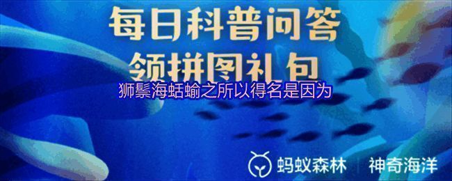 神奇海洋答题界面示意图，展示每日问题与选项
