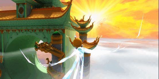 玩家乘坐筋斗云在空中俯瞰春晚舞台