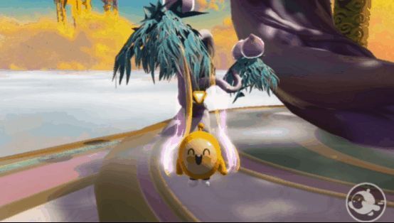 蛋仔们围坐在蟠桃桌旁，桌上摆放着各种仙果