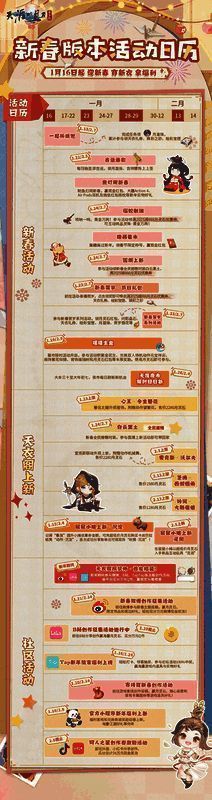 新春活动日历截图，详细标注每日活动安排与奖励信息