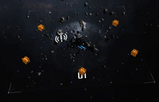 基地上空无人机表演场景，灯光璀璨，玩家点击互动获取比邻星币