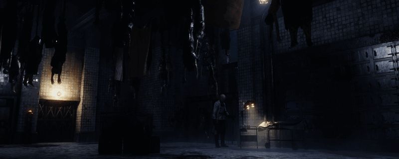 《匹诺曹的谎言》中染血密码机所在房间场景，发光的鳄鱼样板清晰可见