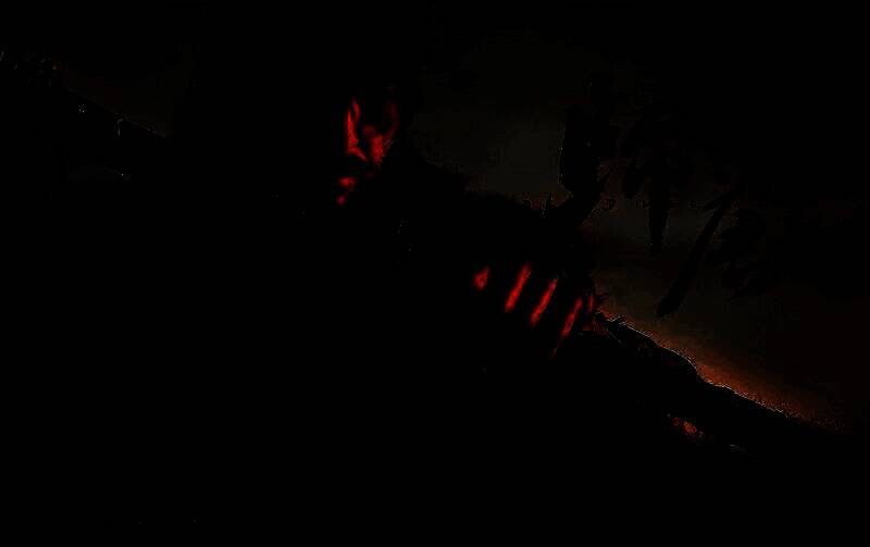 《归唐》游戏宣传画面，展现主角在黄沙中奋勇前行的场景