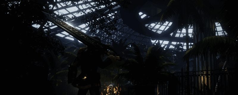 《匹诺曹的谎言》DLC战斗画面，主角手持武器与巨型敌人激烈交锋，背景环境阴暗压抑