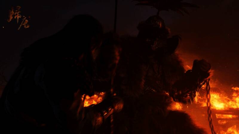 战斗动作演示图，呈现主角挥舞武器的动态瞬间