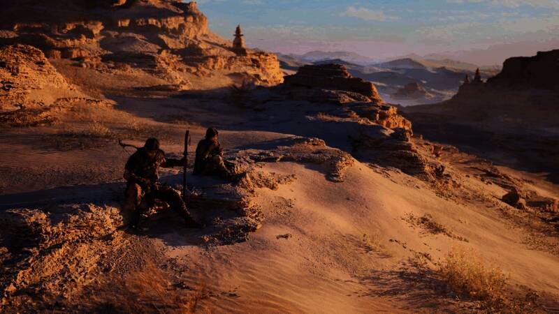 雪山环境设定图，描绘冰雪覆盖的险峻山道