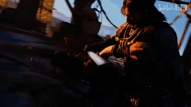 一场激烈的近战格斗场面，主角挥舞双刃，敌人倒地，血迹飞溅