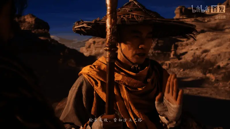 一座古代驿站废墟，阳光透过破损屋檐洒下，营造出沧桑美感