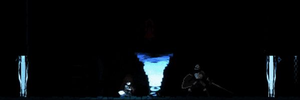 游戏战斗场景截图，角色手持长剑与巨型怪物激烈交战