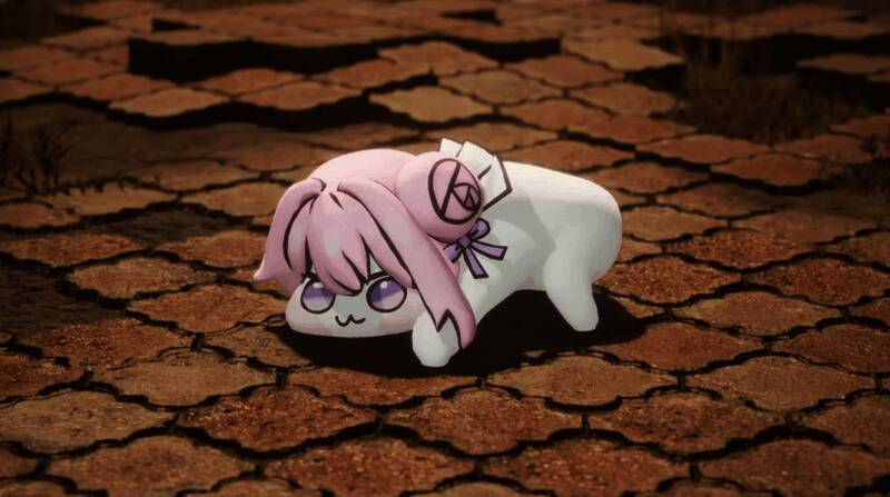 Doro模组展示图，小妖精在废墟环境中跟随主角奔跑，动作流畅自然