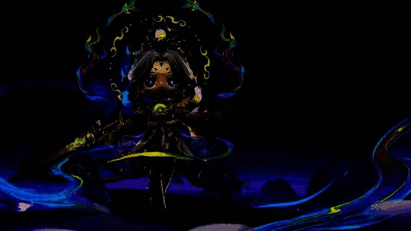 桃子神话皮肤朝闻道展示，身披金色长袍，手持光芒四射的长剑