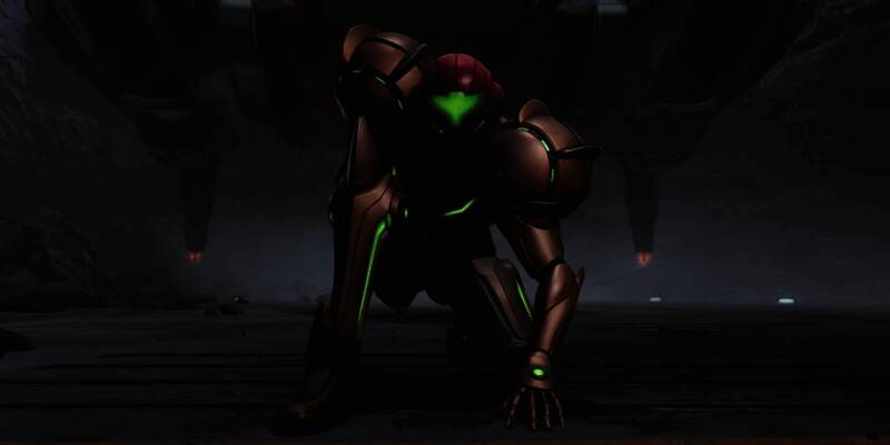 伦敦地铁站内张贴的《银河战士Prime 4：超越》广告，背景为太空战场与主角形象