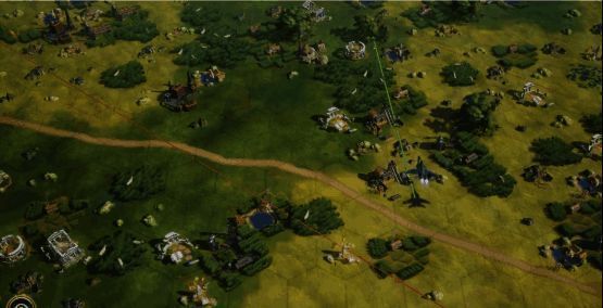 《世界启元》轰炸机空袭范围扩展对比图，显示不同科技等级下的覆盖面积