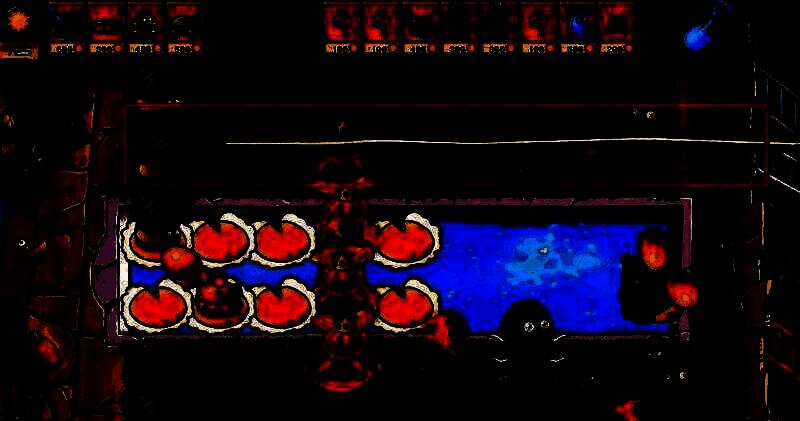 雷果子释放技能动画，一道闪电横贯屏幕，击中多个僵尸并触发僵直状态