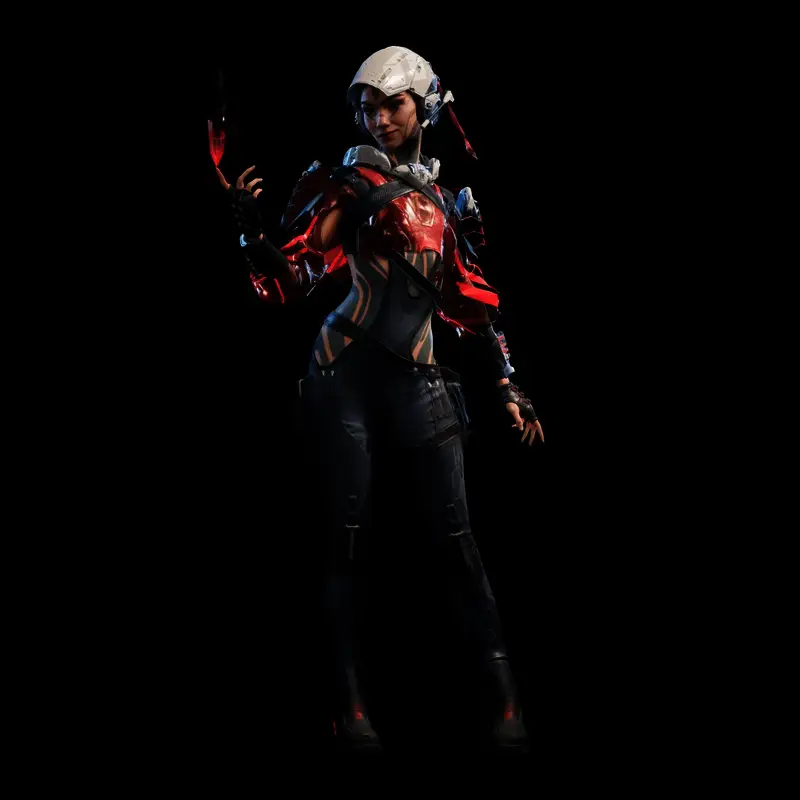 索拉·辛驾驶机甲高速移动，手中武器喷射密集弹幕