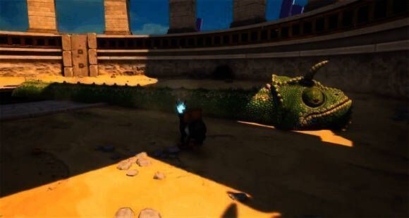 九头巨蛇Boss战场景，角色正在奋力攻击其中一个头部