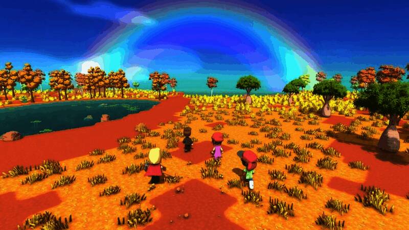 《金垦小镇》中的澳大利亚荒野场景，玩家正在钓鱼或采集资源