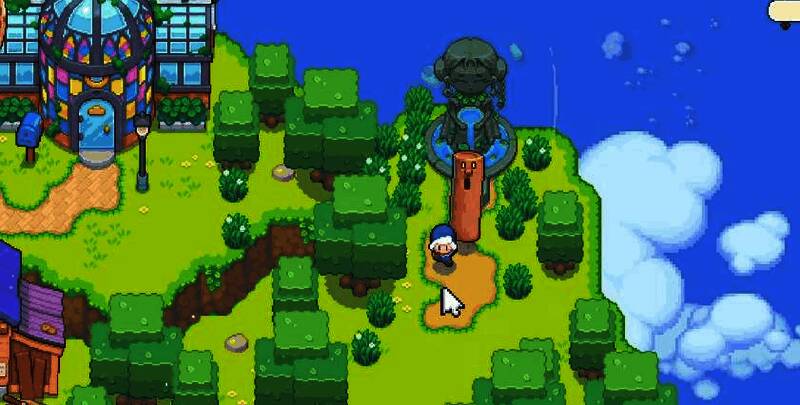 《月光石岛》中玩家操控角色与精灵互动，背景是奇幻岛屿和卡牌战斗界面