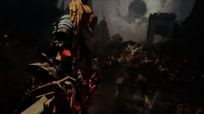 城市废墟中的激烈对战，环境细节精致，角色动作流畅自然