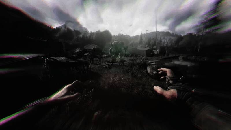 游戏场景中主角凯尔·克兰与奇美拉激烈对抗的画面