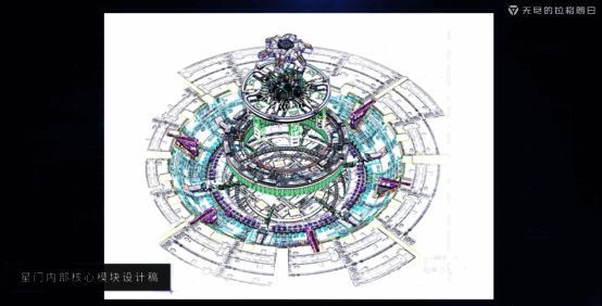 舰船穿越星门瞬间，金色分形图案环绕四周，极具视觉震撼力