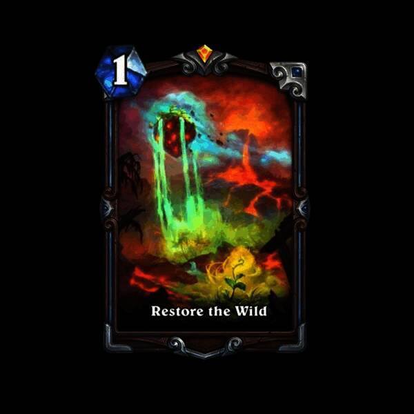 德鲁伊治愈荒野异画卡，展现自然能量环绕的效果