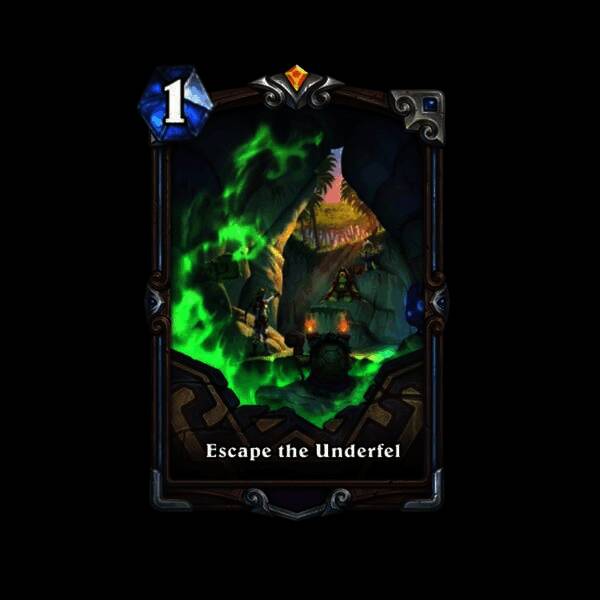 术士异画卡逃离邪能地窟，展现角色穿越危险区域的紧张气氛