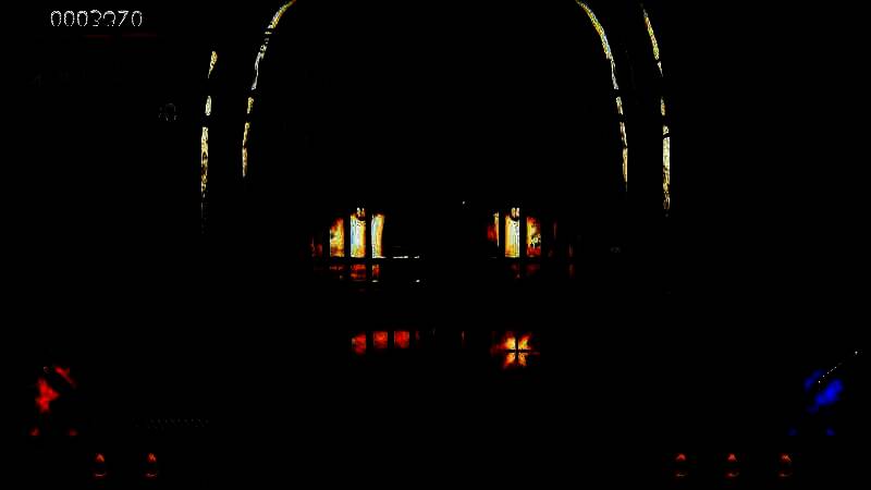 城市废墟中，主角背影面对成群敌人逼近