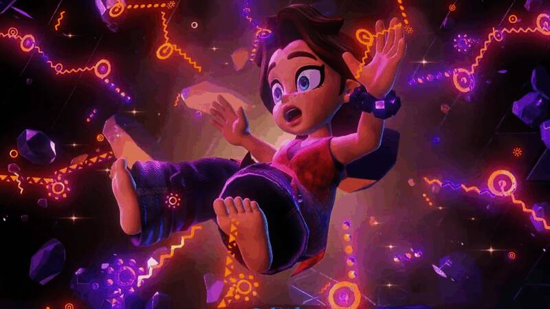 大金刚与宝琳携手探险，背景为神秘地底世界