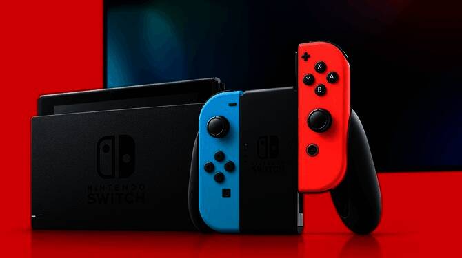 玩家展示Joy-Con手柄竖立放置于手柄座上的效果