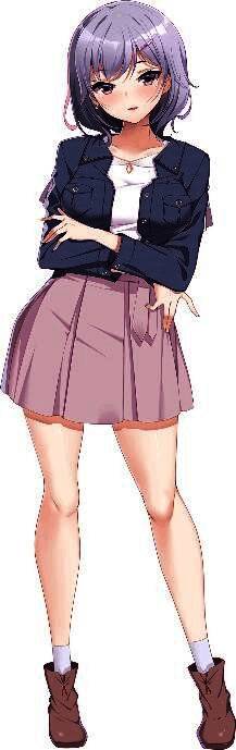 夏海铃角色立绘，身穿校服，表情略带冷漠但眼神中透露出一丝期待