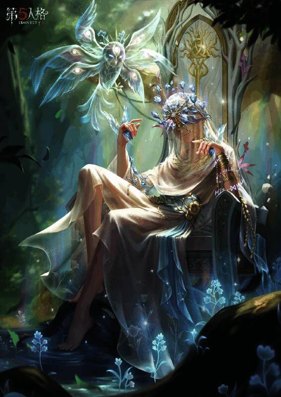 先知身披圣洁白纱，役鸟盘旋身旁，掌心绽放羽翼