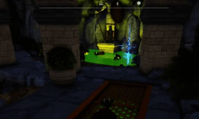 玩家正在对水池内的裂缝发动头槌攻击的特写画面