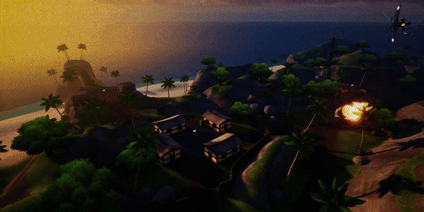 玩家角色在胜利旗帜下庆祝胜利的画面，象征着战争中的英雄时刻