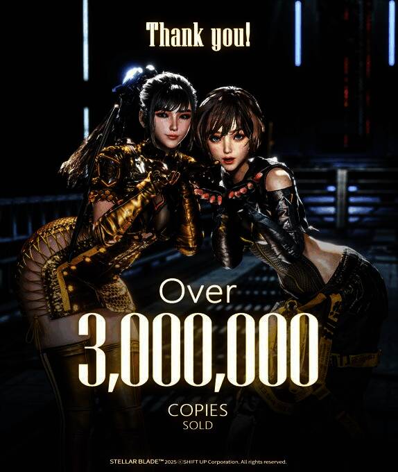 官方发布的销量庆祝贺图，背景为游戏角色与星空交相辉映