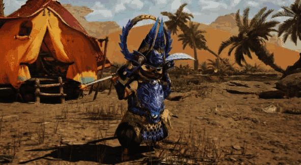 煌雷龙地面咆哮动作特写，金色甲壳反射阳光，背景尘土飞扬