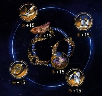 白厄遗器套装组合示意图，包含船长套与妖精织梦乐园