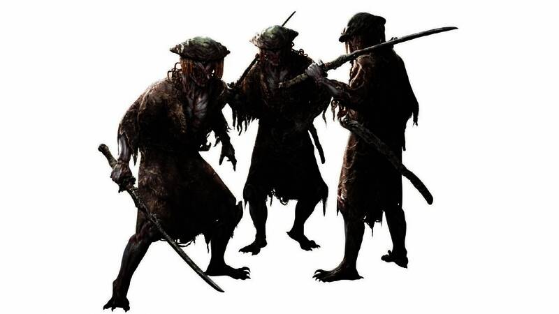 幻魔一目笠手持武器列阵而立，画面充满紧张氛围