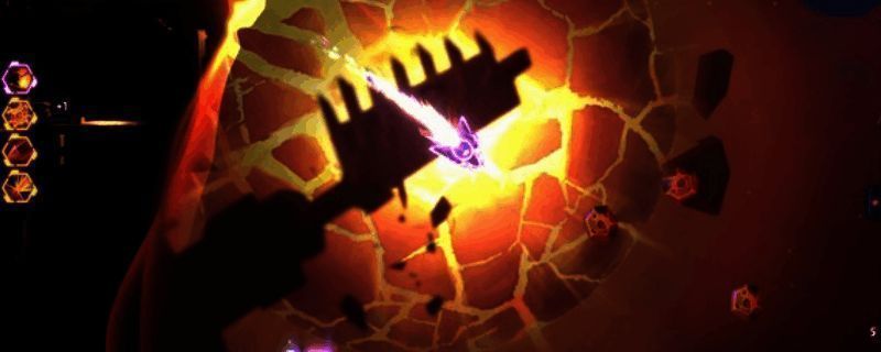 游戏场景展示科幻宇宙中的太空战斗，飞船发射能量光束击碎敌方目标