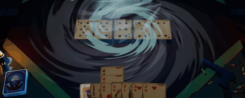 游戏封面图展示主角手持神秘筹码，背景为末日风格酒馆场景