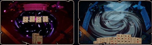 法术牌使用效果展示，画面中出现黑洞吞噬牌面特效