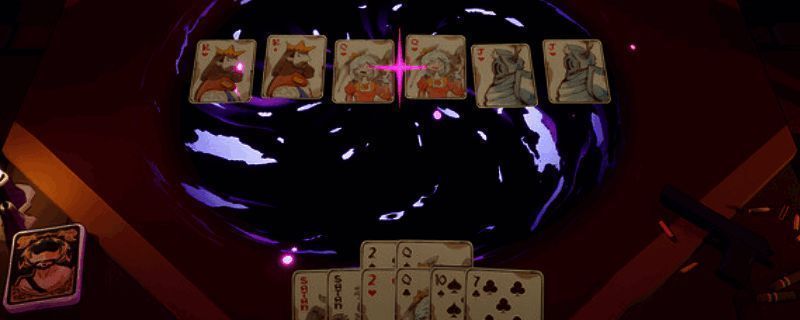 游戏主界面展示，背景为暗黑风格的扑克牌与恶魔元素结合画面